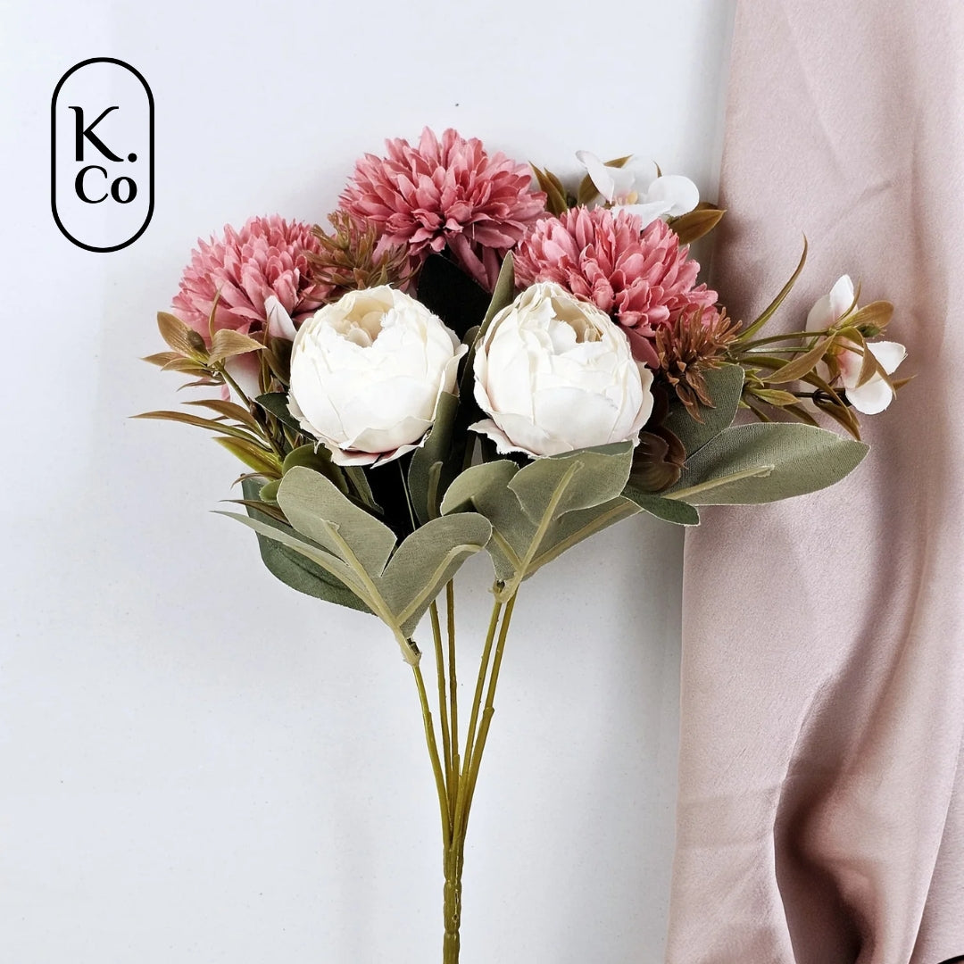 Pink dahlia peony flower bunch