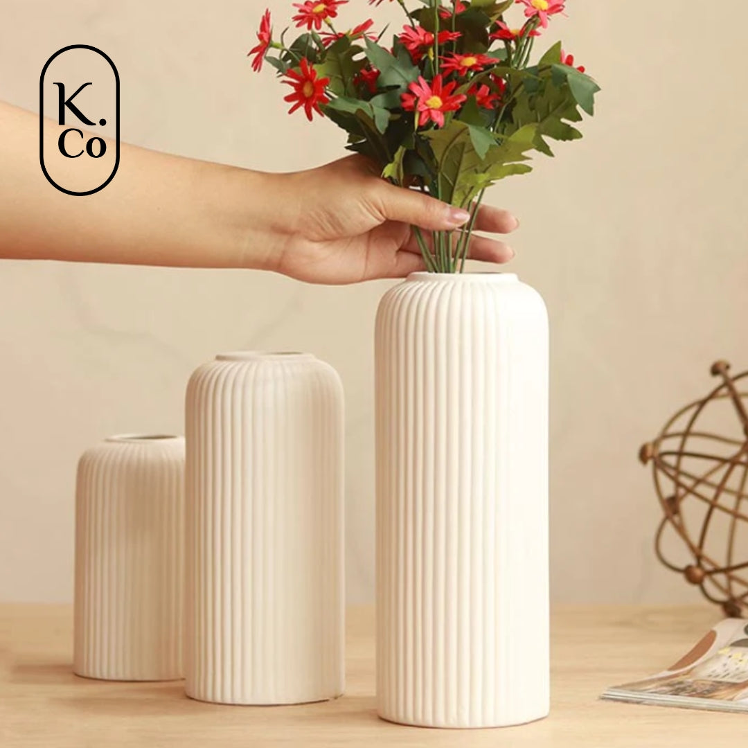 Ribbed vase - set