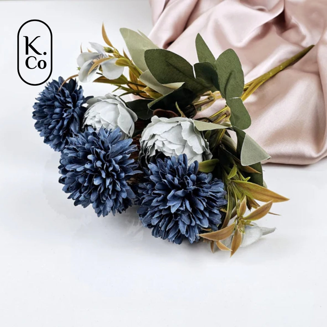 Blue dahlia peony flower bunch