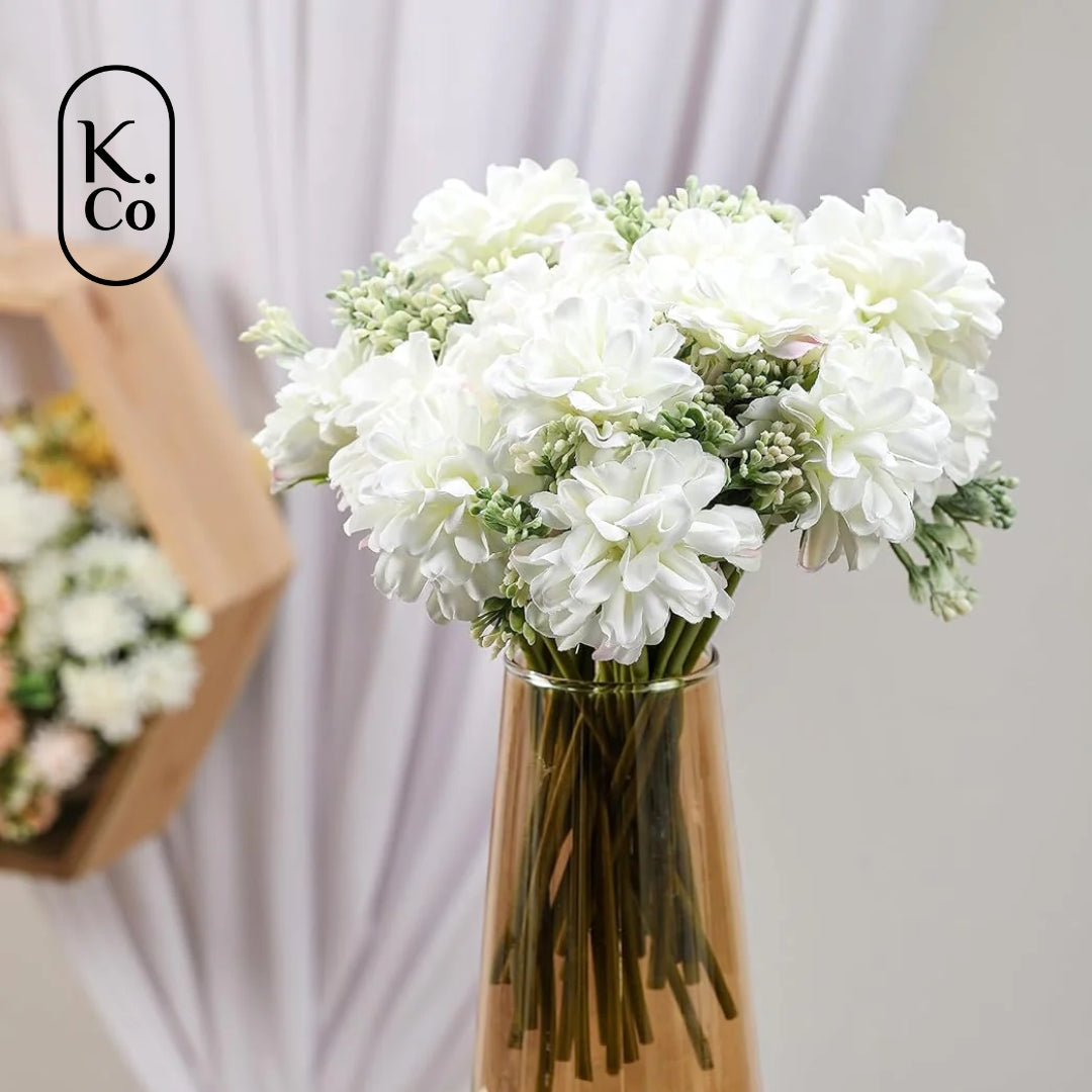 White dahlia flower bunch