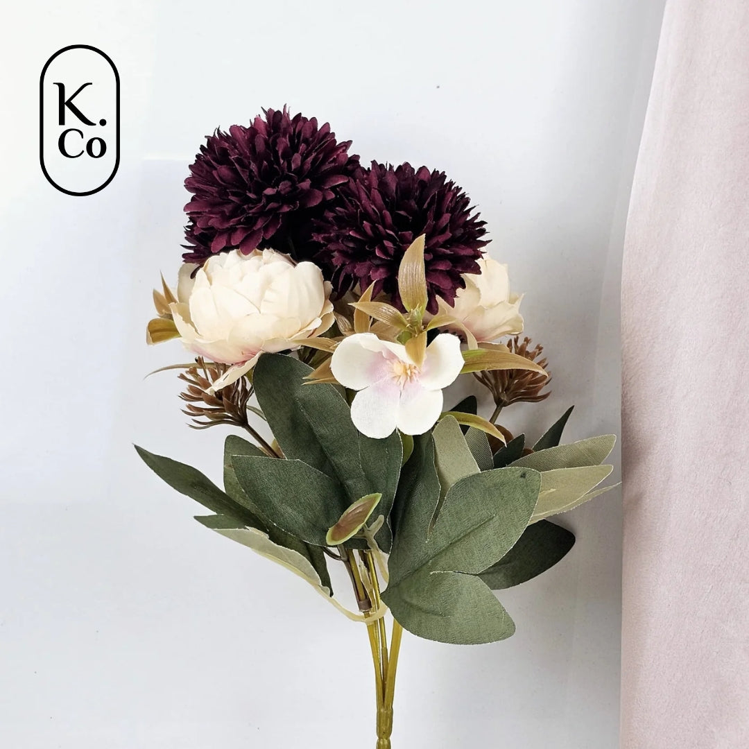 Red dahlia peony flower bunch