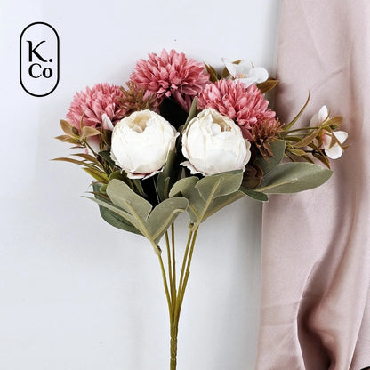 Pink dahlia peony flower bunch