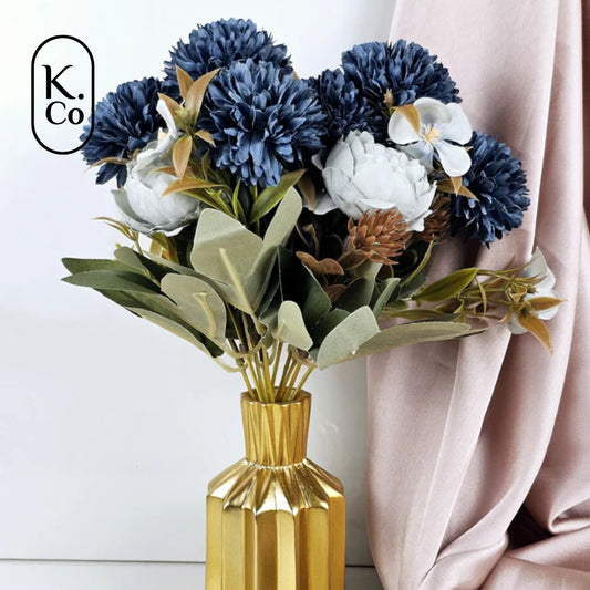 Blue dahlia peony flower bunch