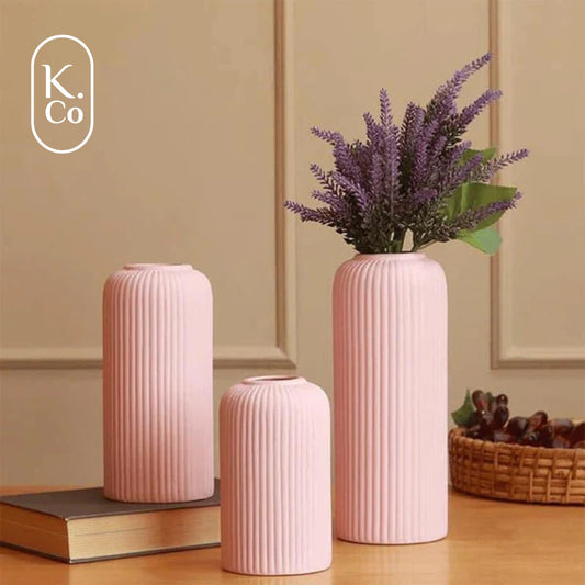 Ribbed vase - set